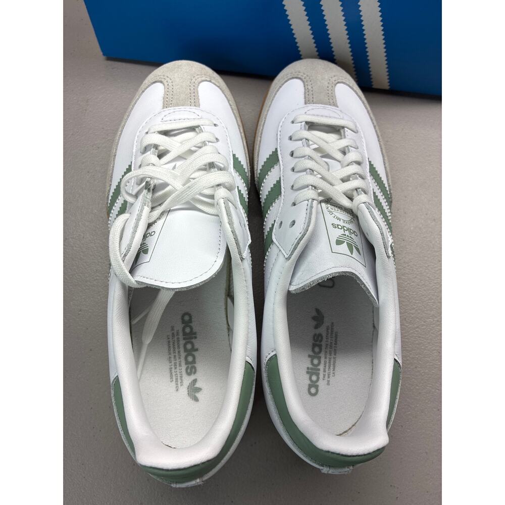 New adidas Samba OG J White Silver Green JP5479 Youth Size 5 With Box - Picture 6 of 8